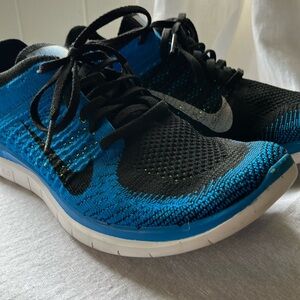 Nike Free Flyknit 4.0 Running Shoe Black and Blue Men’s 8.5